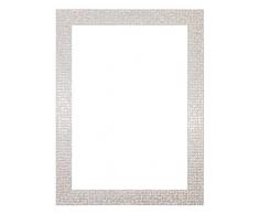 Piatto luminoso effetto specchio mosaico Picture/photo/poster Frame - modanatura 28 mm di larghezza e 16 mm di profondità  - fbmemosaicp-px-rl-glsparent, Pearl White Bling, 14 x 11 with Real Glass