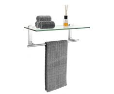 Wenko 22987100 â Mensola da Parete con portatovaglioli, Argento, Acciaio Inossidabile, 24,5 x 18,5 x 60 cm