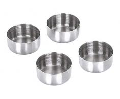 CHG Teelichthalter, 4er-Set Set di 4 portacandele, Acciaio Inox 18/0, Argento, 4 cm