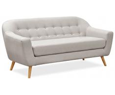 Lo+DeModa Coushto Divano a 3 Piazze Componibile, Gommapiuma D28/Lino/Legno/Poliestere, Azzurro Chiaro, 177 x 83 x 33 cm