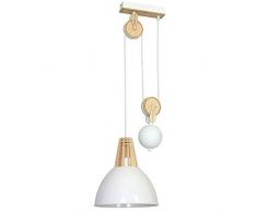 Homemania HOMAX_4392 Lampada a Sospensione Virgo Bianco in Metallo, Legno, 30 x 26 x 90 cm