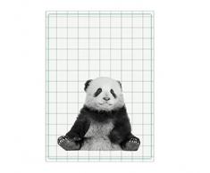 Pt, (Present Time) Panda - Strofinaccio da Cucina, Cotone, Bianco, Nero, 50 x 70 cm