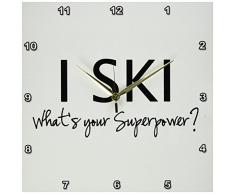 3dRose DPP 194468Â _ 2Â i Ski Whats Your Superpower Fun Gift for sciatori Sci e Orologio da Parete ventilatori, 13Â da 33Â cm
