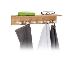 Relaxdays 10020294 Mensola Porta Asciugamani per Il Bagno, BambÃº, Marrone, 10 x 50 x 9 cm