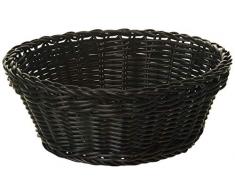 Garcia de Pou - Cestino Rotondo in Finto Vimini, PP, Nero, Ã 20x8 CM