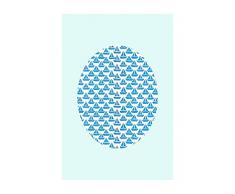 Komar - Quadro da Parete Shelly Patterns Aqua Pen, per Soggiorno, Camera da Letto, Decorazione, Stampa Artistica Senza Cornice Disponibile in 3 Misure, Türkis, Blau, Weiß, P037F-50x70