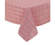 Deconovo Tovaglia Effetto Lino, Impermeabile, per Sala da Pranzo, Poliestere, Rosso Bianco, 130 x 280 cm