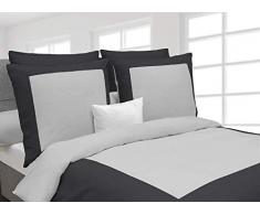 Heckett Lane Biancheria da Letto Reversibile 100% Cotone Percalle Lina 135 Silver Grey/Castle Grey