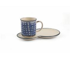 Villa dEste Home Tivoli 2416497 Tazza con Piattino, Gres, Blu