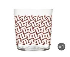 Excelsa Magatama Set 4 Bicchieri Acqua, Vetro soffiato, Rosso