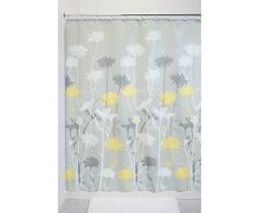 InterDesign Daizy Tenda da doccia, Tenda per vasca da bagno facile da appendere, Tenda in poliestere 183,0 cm x 183,0 cm con design senza tempo, Poliestere grigio/giallo