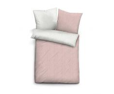 Biberna Flanella Melange Uni Set di Biancheria da Letto, Cotone con Marca Cerniera Lampo, Rosa, 80/80