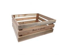 Quartier 63 - Scatola in Legno, Misura Grande, Motivo: casa e Giardino, 37 x 28 x 14 cm, Colore: Marrone