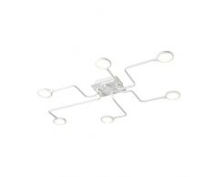 Homemania Lampada a Soffitto Diego Plafoniera, da Parete, Bianco in Metallo, 92 x 64 x 9 cm, 1 x LED, 36W, 3780LM, 4200K, Luce Bianca Naturale