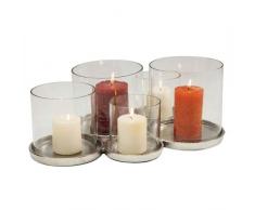 KARE Portacandele Circles Cinque, Argento, 15 x 45 x 33 cm