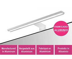 Kibath Gue Bianco Applique LED 45 cm 12 W, Indicato per Bagno Posizionamento con supporto universale per specchio, mobile e camerino. Illuminazione fredda uniforme. Realizzato in alluminio, 45