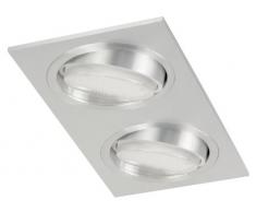 Ranex Faretto ESL da Incasso in Alluminio e Vetro, orientabile, Doppio Punto Luce, Incluse 2 batterie da 9 Watt