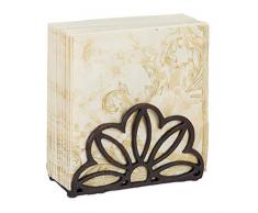 Relaxdays, Marrone Porta Tovaglioli, per Salviette da 33x33cm, Pesante, Rustico, Design Floreale, Ghisa, colata, 1 pz