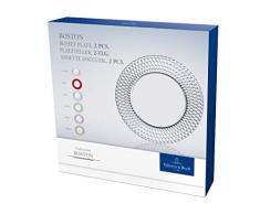 Villeroy & Boch 11-7309-0805 Boston col. Sottopiatto Rose, Piatto Piano dal Design Elegante in filigrana con tocchi di Rosa, Cristallo, Vetro