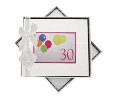 WHITE COTTON CARDS-Guest Book per Il 30° Compleanno, con Neon, Palloncini, Colore: Bianco