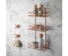 Metaltex Reflex - Mensola da Parete, 3 Ripiani, 53 x 26 x 13 cm, Grigio Metallizzato