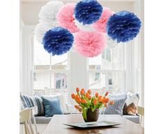 A LIITTLE TREE A 9/12 Pezzi Misti Pompon di Carta velina da Appendere Ghirlanda di Matrimonio Decorazione di (Fairy Tale Shade), 20,3 cm + 25,4 cm