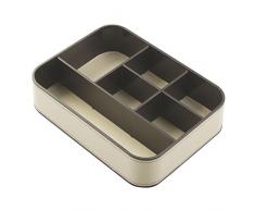 InterDesign Lauren Vassoio Organizzatore Scrivania Ufficio per Penne, Plastica, Beige, 15.25x20.25x5 cm