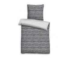 Biberna 0003628 - Set di biancheria da letto in flanella, con federa (cotone), 1 x 155 x 220 cm + 1 x 80 x 80 cm, colore: Titanio