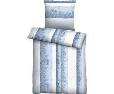 Tom Tailor 0084248 - Biancheria da letto in flanella, con federa da 155 x 200 cm e federa da 80 x 80 cm, colore: Blu