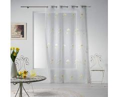 Douceur D'Intérieur Tenda Con Occhielli 140x240 Cm: Velo Stampato Giallo/Bianco, 100% Poliestere, Lavabile A 30°