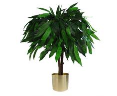 Leaf Design UK - Pianta di Mango Artificiale XL, Vaso in plastica, 80 cm, Colore: Nero