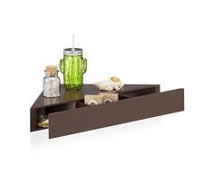 Relaxdays 10021886_93 Mensola da Muro Angolare, Ripiano Triangolare, Cassetto, Montaggio a Scomparsa, HxLxP: 8x60x30 cm, Marrone, mdf