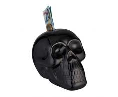 Relaxdays Teschio Salvadanaio, Regalo Originale, Horror & Gotico, Portamonete in Ceramica, HLP 9x8,5x12,5 cm, Nero