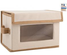 HOME 0 Scatola Porta Tutto tessutonon Tessuto Guardaroba, Trasparente/Ecrù