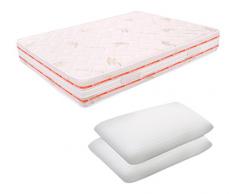 MiaSuite MATERASSO FRANCESE SFODERABILE MEMORY FOAM 6 CM 140X190 ALTO 25 CM + DUE CUSCINI LATTICE ALTO 12 CM RELAX ORTOPEDICO