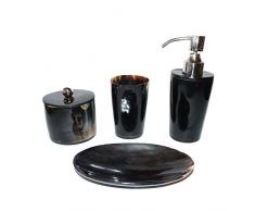 Better & Best 0790698-Set di Accessori da Bagno, Fabbricato in Asta, 4 Pezzi, Colore: Nero