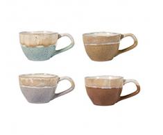 H&H Malika Set 4 Tazzine caffÃ¨, Stoneware, Colori Assortiti, 110 ml