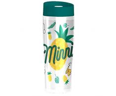 AMBITION 72529 Tazza Termica Ananas, 400 ml, in Acciaio Inox, Chiusura a Scatto, Minnie, Topolino Disney, Idea Regalo per Bambini, Colore: Bianco/Verde/Giallo, 18/8