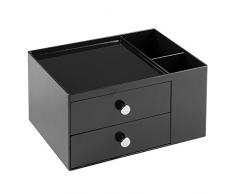 InterDesign 42152EU Scatola 2 Cassetti e Organizzatore Laterale, Plastica, Nero, 23x18x13.5 cm