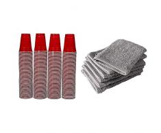 AmazonBasics - Bicchieri di plastica, monouso, capacitÃ : 473 ml, confezione da 240, Rosso & - Set di 360 posate in plastica, 180 forchette, 120 cucchiai, 60 coltelli