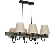 Homemania HOMAX_4511 Lampada a Sospensione Gru Nero, Grigio in Metallo, Legno, Tessuto, 72 x 56 x 80 cm