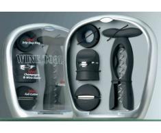 AdHoc Set Accessori Vino Tool Kit Composto da cavatappi, tagliacapsule, salvagocce e Tappo di Bottiglia, in Confezione Regalo