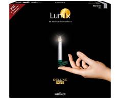 Krinner Lumix Classic Mini Basis 75344 - Set di 14 candele LED senza fili, a pile con telecomando a infrarossi, per albero di Natale, luce bianca calda, colore argento