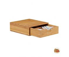 Relaxdays Cassettiera bambù, HLP 10 x 29,5 x 30cm, Organizer con Cassetti, Effetto Naturale, Portaoggetti da Scrivania, Legno, 1