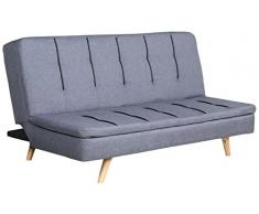 Lo+DeModa Sandwich Divano Letto Divanoletto, Gommapiuma D50/Lino/Legno/Poliestere, Grigio scuro, 100x184x44.5 cm