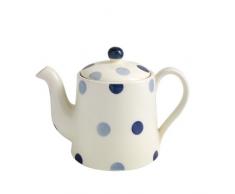 Fairmont And Main Blue Spot - Teiera in Terracotta con Coperchio, 600 ml, Colore: Blu/Crema