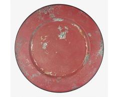 Better & Best - Sottopiatto in ferro verniciato, rotondo, 34 cm, colore vino anticato ruggine, misure 34 x 34 x 1 cm