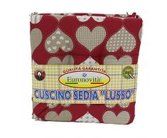 EuronovitÃ , Set 6 Cuscini Rossi con Cuori, Trapuntati al Centro 40x40 Spessore 5 cm, Copri Sedia Cucina