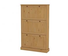 LifeStyleDesign Crayton - Scarpiera a 3 Alette, in Legno trattato con Olio, 80 x 22 x 130 cm