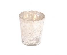 Ian Snow - Portalumino in Vetro con Bordo Smerlato, Colore: Argento